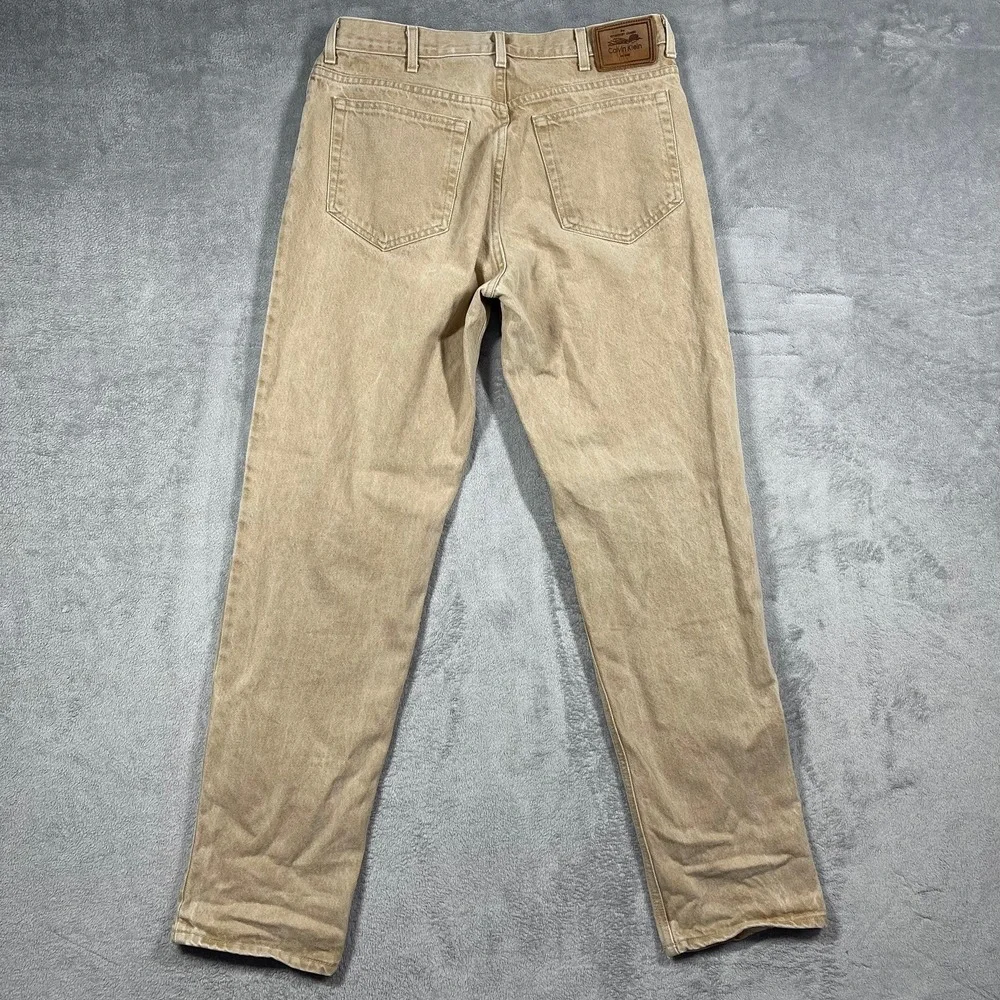 Calvin Klein Sport Jeans Mens 36(33x34) Tan VTG Union Made USA 100% Cotton Denim